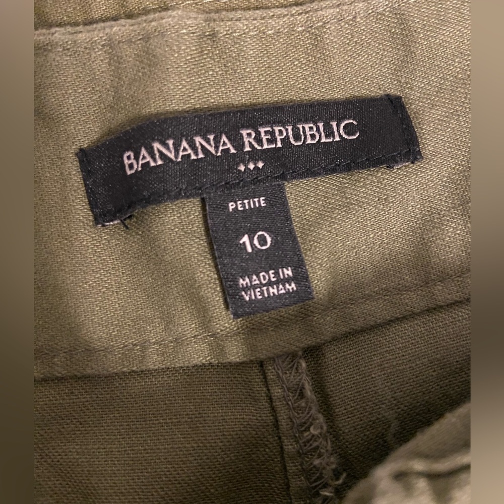 Banana Republic Olive Green Straight Leg Paperbag Pants - Picture 3 of 4